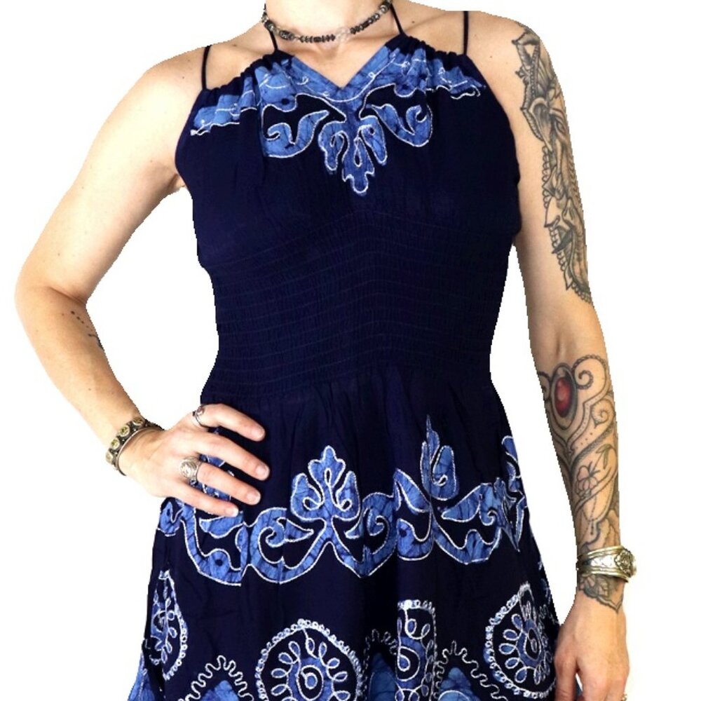 Beautiful Batik Chinmayi Boho Hippie Festival Blue Dress
